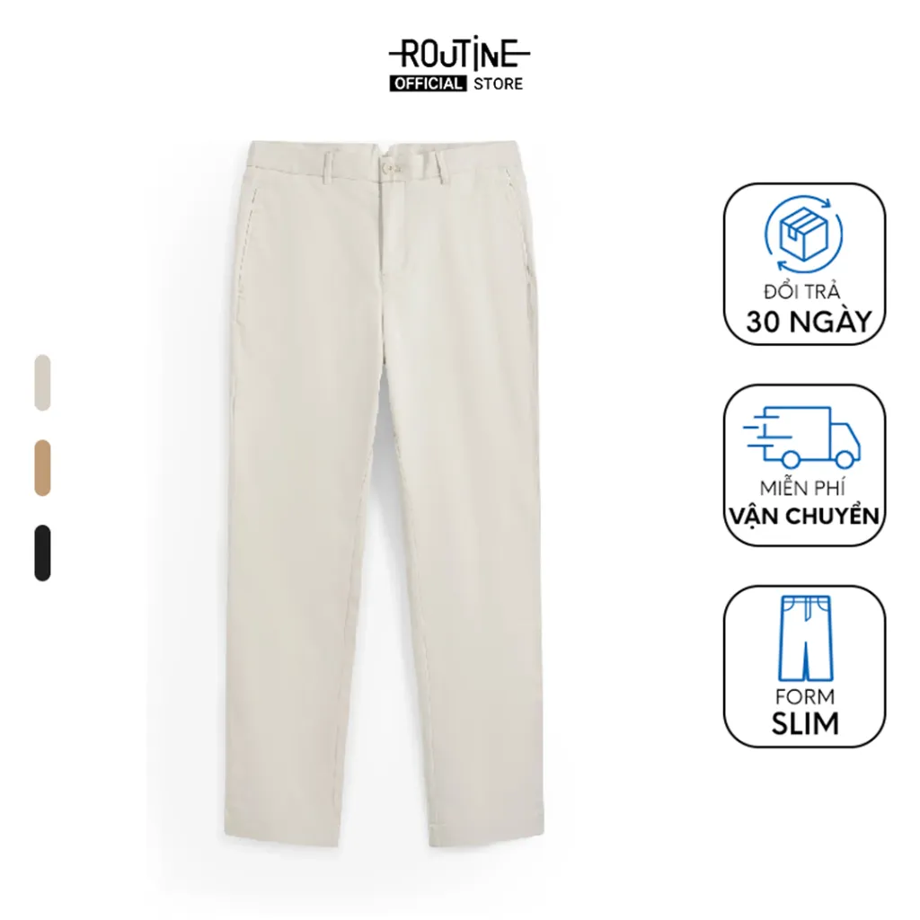 Ảnh Quần Kaki Nam Ống Ôm Cotton Trơn Form Slim - Routine 10S23PCA008 1