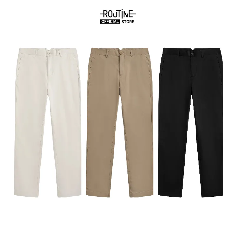 Ảnh Quần Kaki Nam Ống Ôm Cotton Trơn Form Slim - Routine 10S23PCA008 4