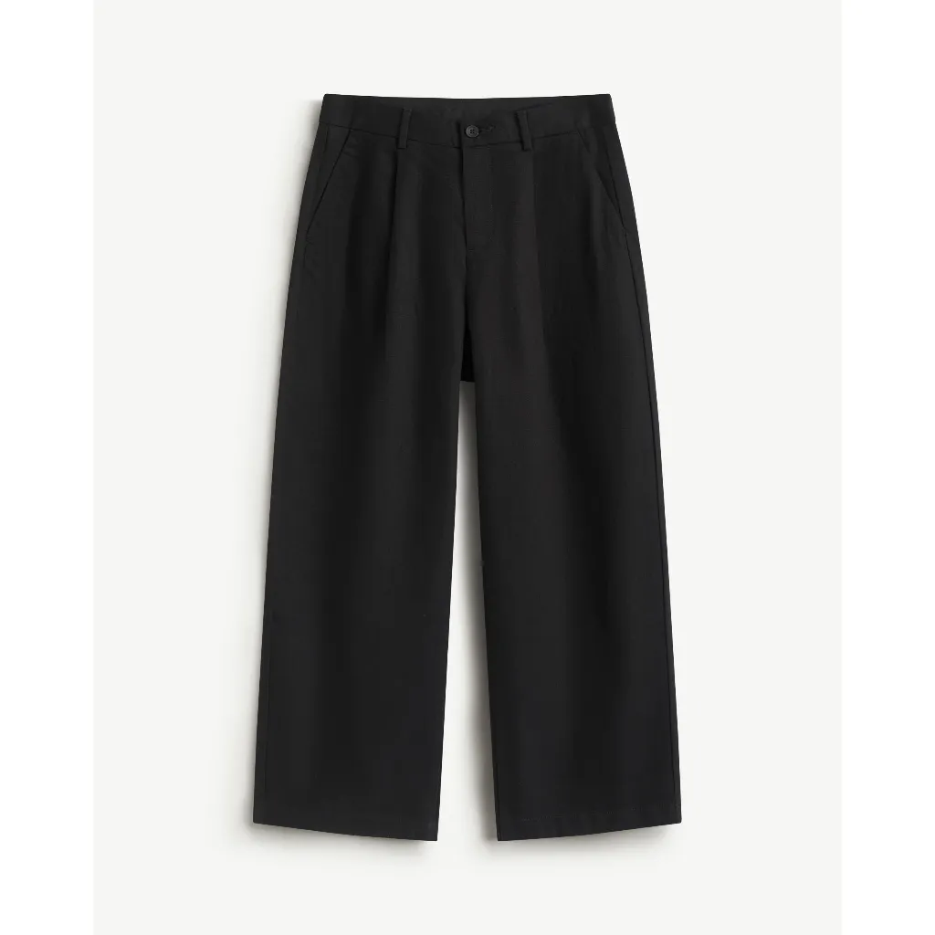Ảnh Quần Kaki Nam Ống Rộng Xếp Ly Trước Trơn Form Wide Leg - Routine 10S25PCA006 4