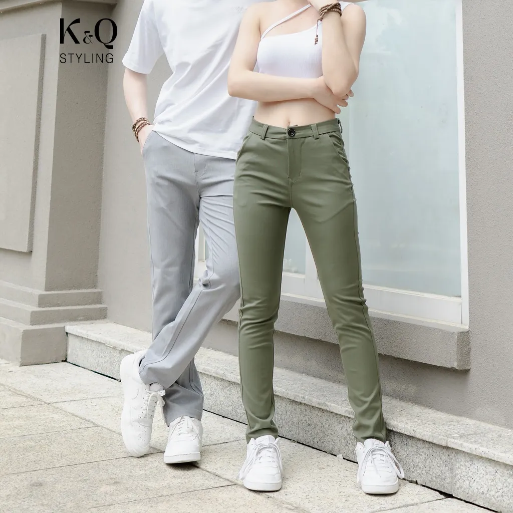 Ảnh Quần kaki nữ KQ STYLING ống đứng ôm dáng co giãn 4 chiều mềm mịn Rêu Nhạt cao cấp 2