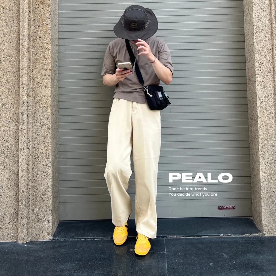 Ảnh Quần kaki ống suông nam PEALO casual pants trơn basic chất liệu mới Loose Pants phong cách Minimalism Menswear 4