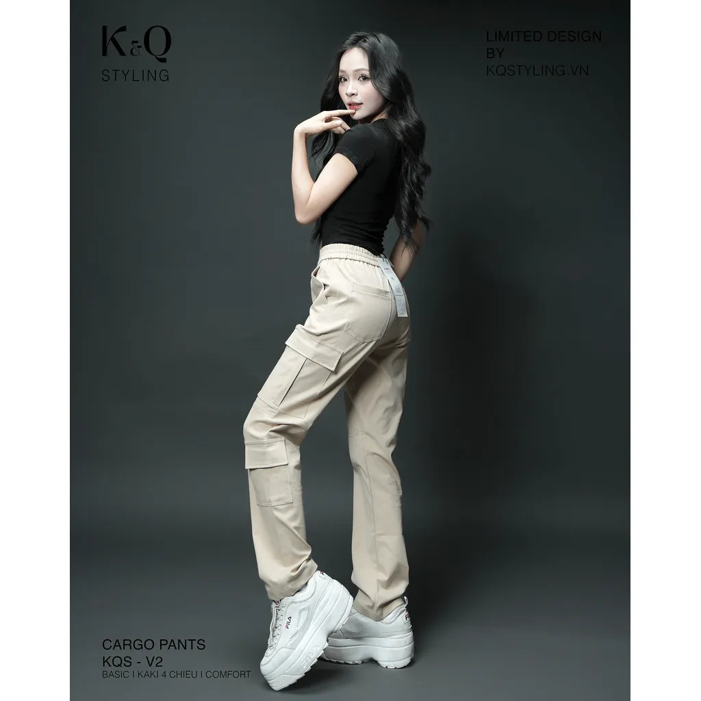 Ảnh Quần kaki túi hộp nữ co giãn tốt KQSTYLING kaki 4 chiều mềm mịn lưng thun form đứng cao cấp - TDV2 3