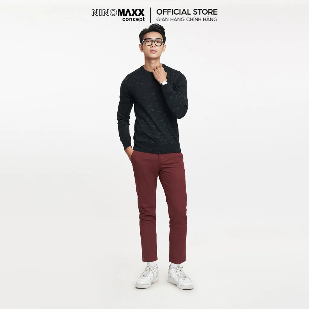 Ảnh Quần Khaki Nam Quần Dài Cotton N&M Ninomaxx Đỏ Đô 1804083 1