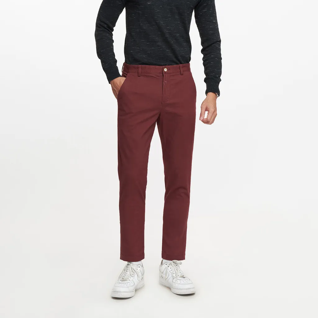 Ảnh Quần Khaki Nam Quần Dài Cotton N&M Ninomaxx Đỏ Đô 1804083 2