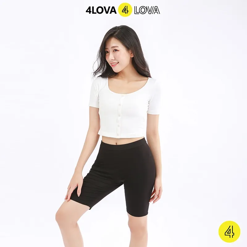 Ảnh Quần legging lửng4LOVA vải thun caocấp biker nữ đùi ngố mặc nhà dáng ôm bó lưng thun gymyoga bigsize 1