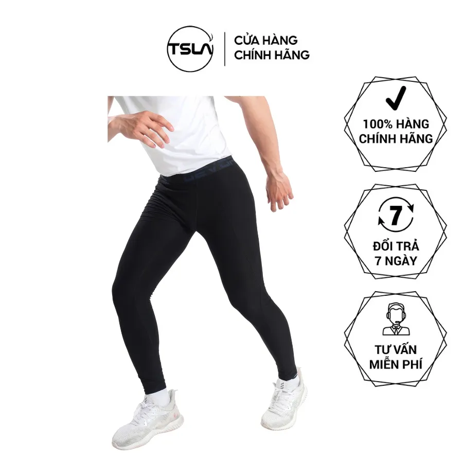Ảnh Quần legging nam DEVOPS có túi nhẹ thoáng nhanh khô co giãn tốt phù hợp mặc lót chơi thể thao TSLA DEL1008 1
