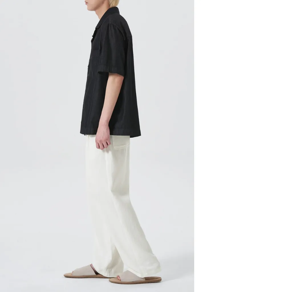 Ảnh Quần linen nam BAETON ống rộng tôn dáng che khuyết điểm phong cách Hàn Quốc -D03 3