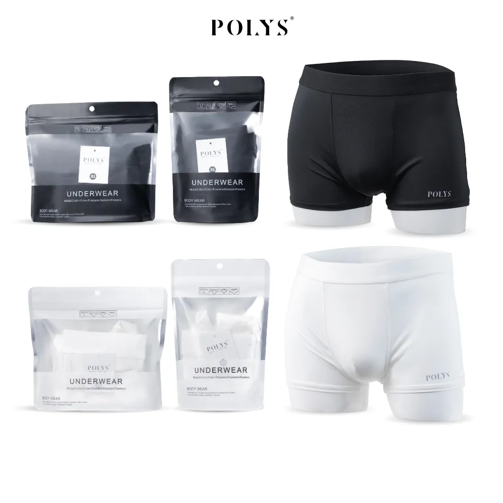 Ảnh Quần lót Boxer nam Trắng Đen, Quần lót nam chất thun lạnh mịn mát, giãn và thoáng khí, BOXER POLYS 1