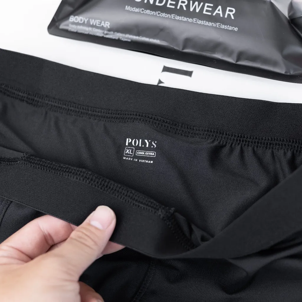 Ảnh Quần lót Boxer nam Trắng Đen, Quần lót nam chất thun lạnh mịn mát, giãn và thoáng khí, BOXER POLYS 3