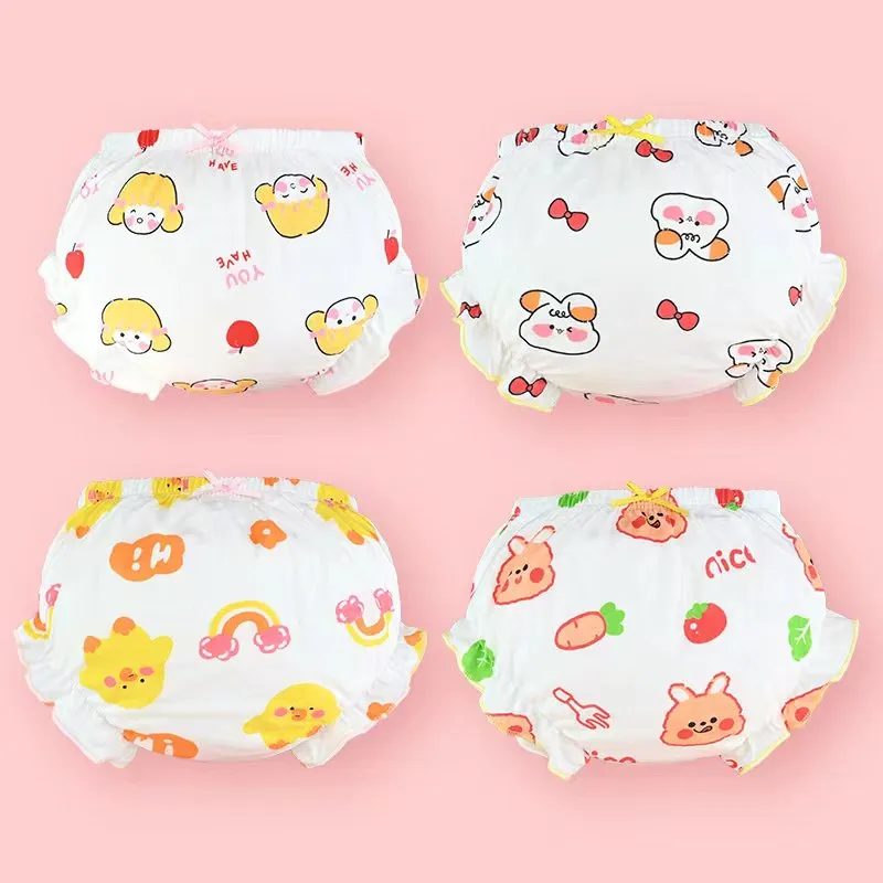 Ảnh Quần lót cotton mặc tã LUCKY BIG CAT cho bé gái sơ sinh vừa và nhỏ 0-3 tuổi 1