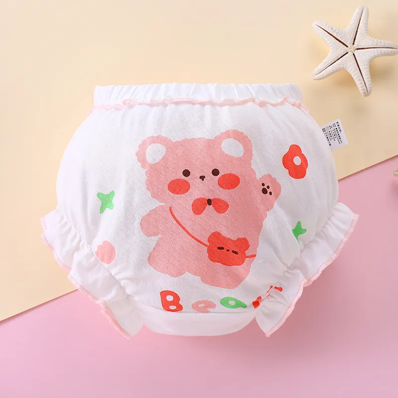 Ảnh Quần lót cotton nguyên chất LUCKY BIG CAT hình tam giác xinh xắn cho bé gái 0-4 tuổi 2