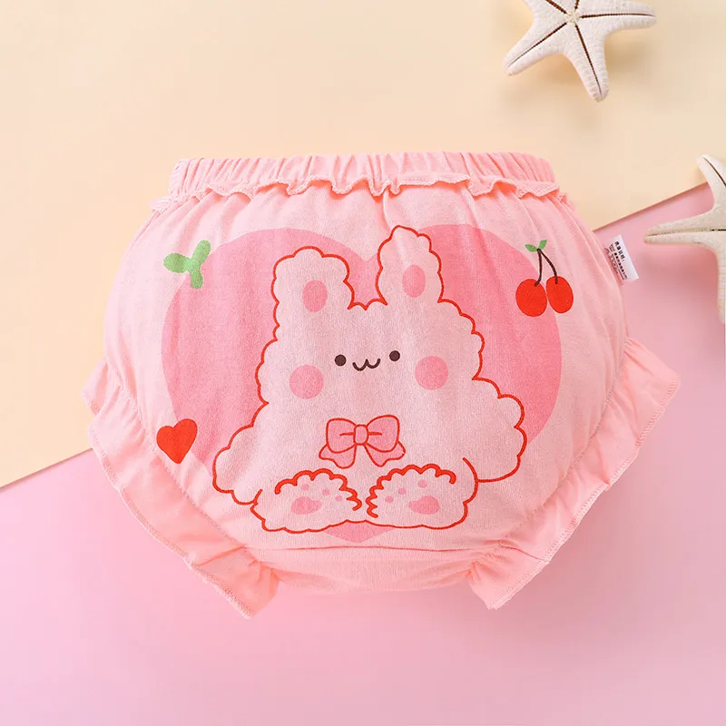 Ảnh Quần lót cotton nguyên chất LUCKY BIG CAT hình tam giác xinh xắn cho bé gái 0-4 tuổi 4