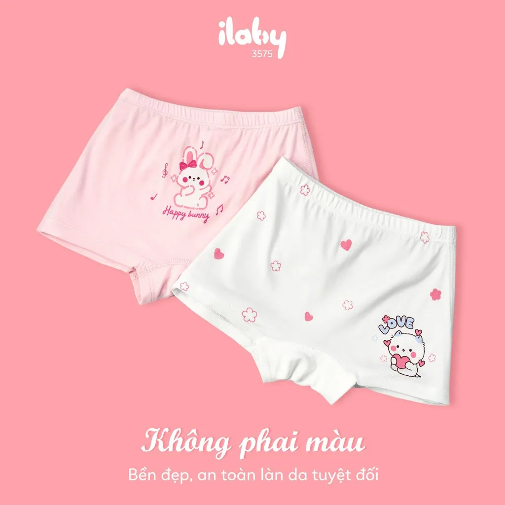 Ảnh Quần lót kháng khuẩn bé gái ILABY quần chip đùi bé gái họa tiết dễ thương [3575] 3