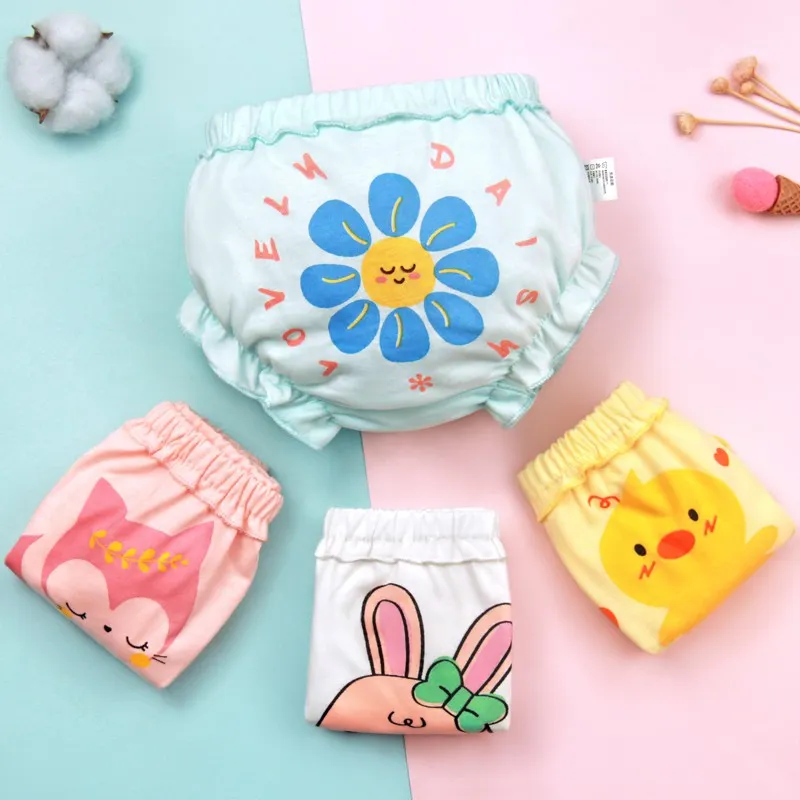 Ảnh Quần lót LUCKY BIG CAT từ cotton mềm mại thoáng khí in họa tiết tùy chọn thời trang cho bé gái 2