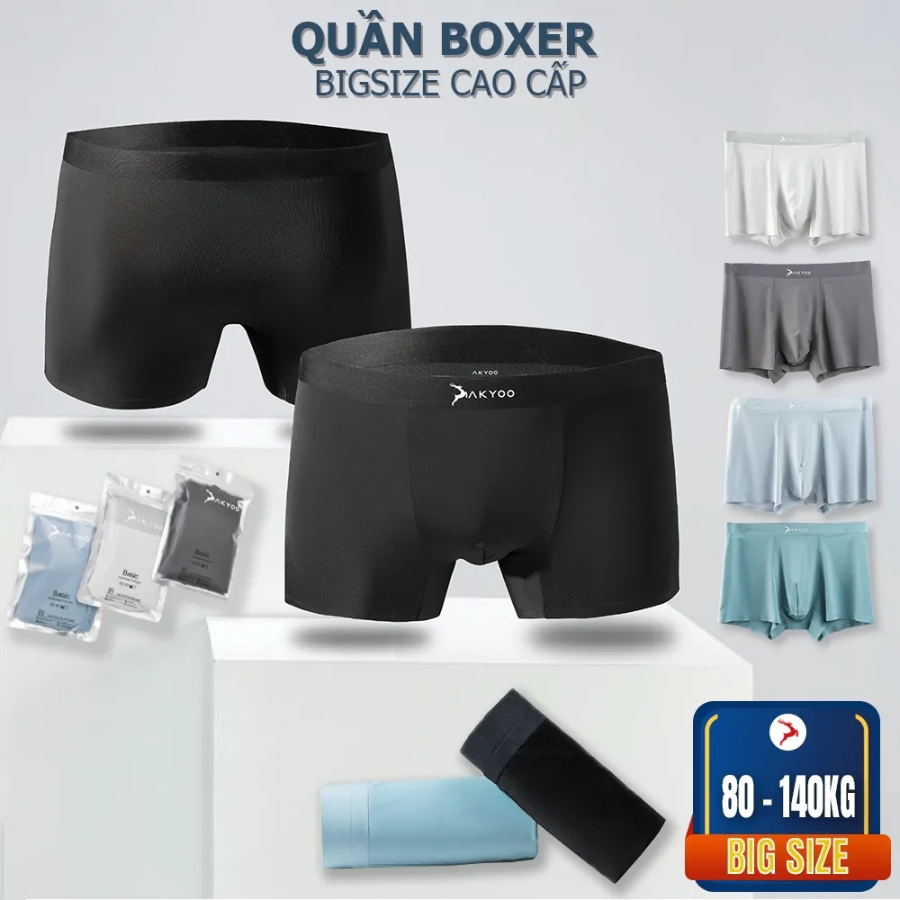 Ảnh Quần Lót Nam Boxer Bigsize Size XL Đến 6XL AKYOO ,Mỏng Nhẹ Co Giãn Thoải Mái Thông Thoáng-SIP BX DEN-GHI-NHAT-XAM-XANH 1