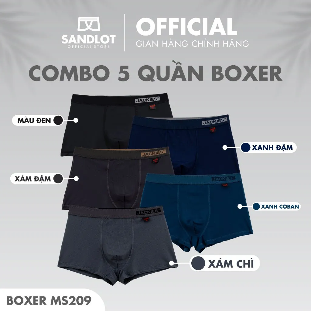 Ảnh Quần Lót Nam Boxer Jackies Cao Cấp, Form Dáng Cực Chuẩn, Vải Lạnh Lưới Mát Lạnh, Ôm Thon Gọn MS209 1