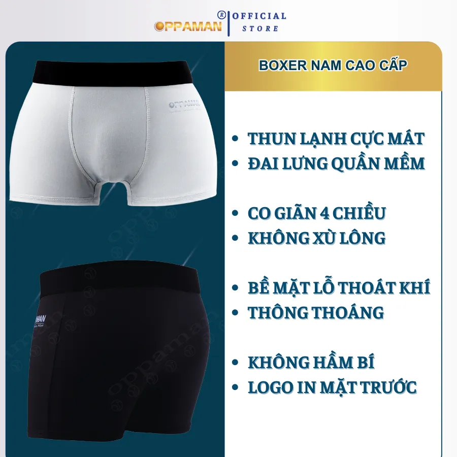 Quần lót Nam Boxer Thun Lạnh OPPAMAN OX1 - Mát, Thoáng, Co Giãn
