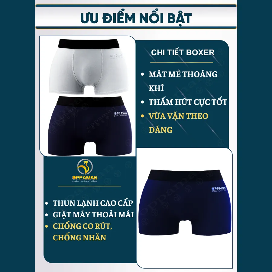 Ảnh Quần lót nam boxer thun lạnh quần boxer nam sịp đùi nam quần sịp co giãn thoáng mát  OX1 OPPAMAN 2