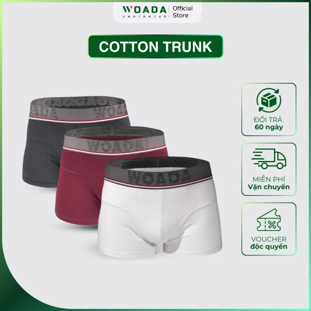 Ảnh Quần Lót Nam Dáng Trunk Chất Liệu Cotton Kháng Khuẩn Thương Hiệu WOADA LK014 1