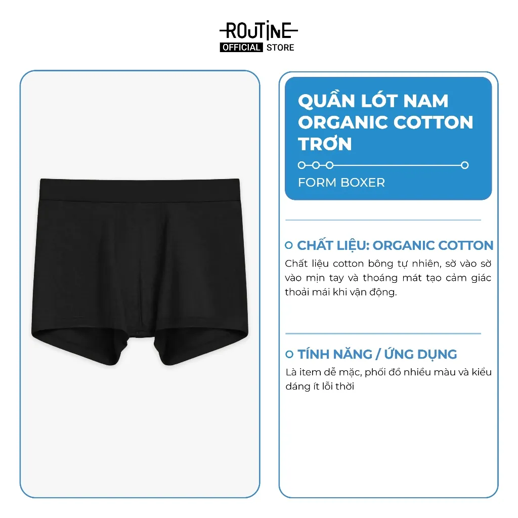 Ảnh Quần Lót Nam Organic Cotton Trơn Form Boxer - Routine 10F24UND001C 1