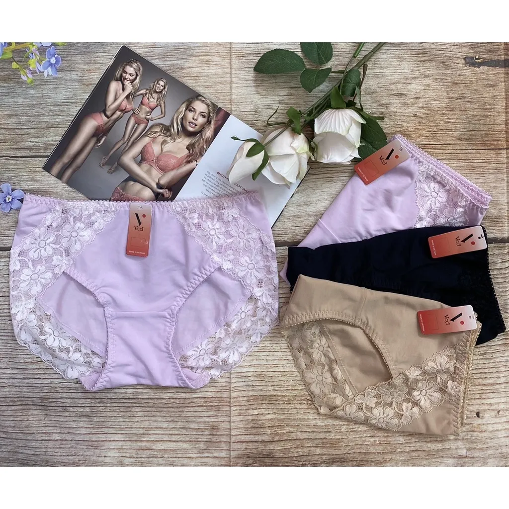 Ảnh Quần lót nữ cotton Nhật Vicci 103 dáng lưng vừa, viền ren mềm mịn, kháng khuẩn 3