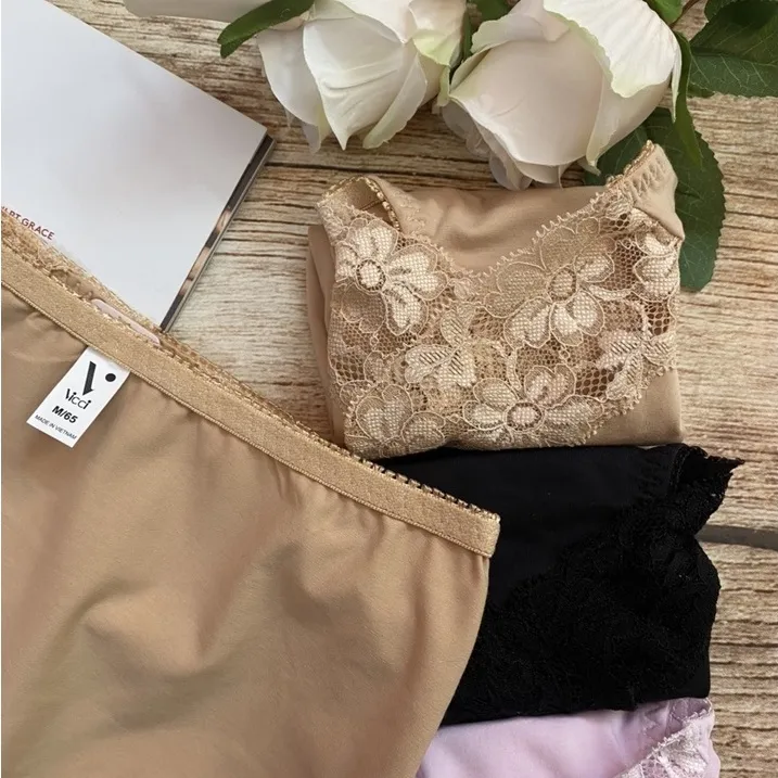 Ảnh Quần lót nữ cotton Nhật Vicci 103 dáng lưng vừa, viền ren mềm mịn, kháng khuẩn 4