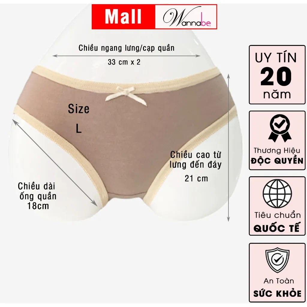 Ảnh Quần lót nữ thun cotton WANNABE quần chíp giá rẻ đơn giản dễ mua dễ mặc thoáng mát cả ngày QLC02 2