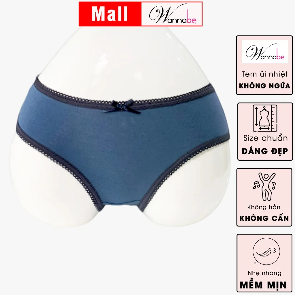 Ảnh Quần lót nữ thun cotton WANNABE quần chíp giá rẻ đơn giản dễ mua dễ mặc thoáng mát cả ngày QLC02 4