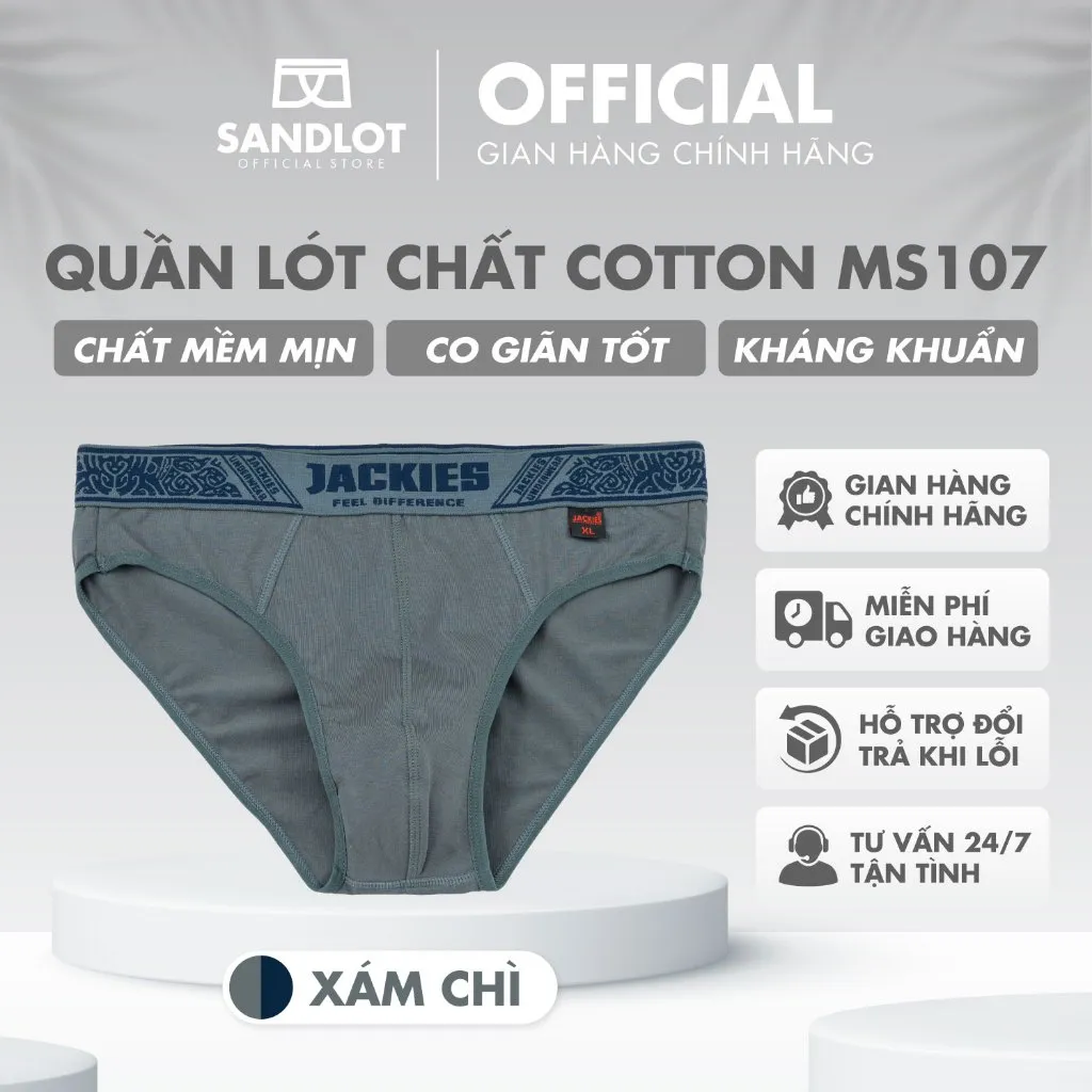 Ảnh Quần Lót Tam Giác Nam JACKIES, Chất Vải Cotton Co Giãn 4 chiều, Thấm Hút Mồ Hôi, Trẻ Trung MS107 4