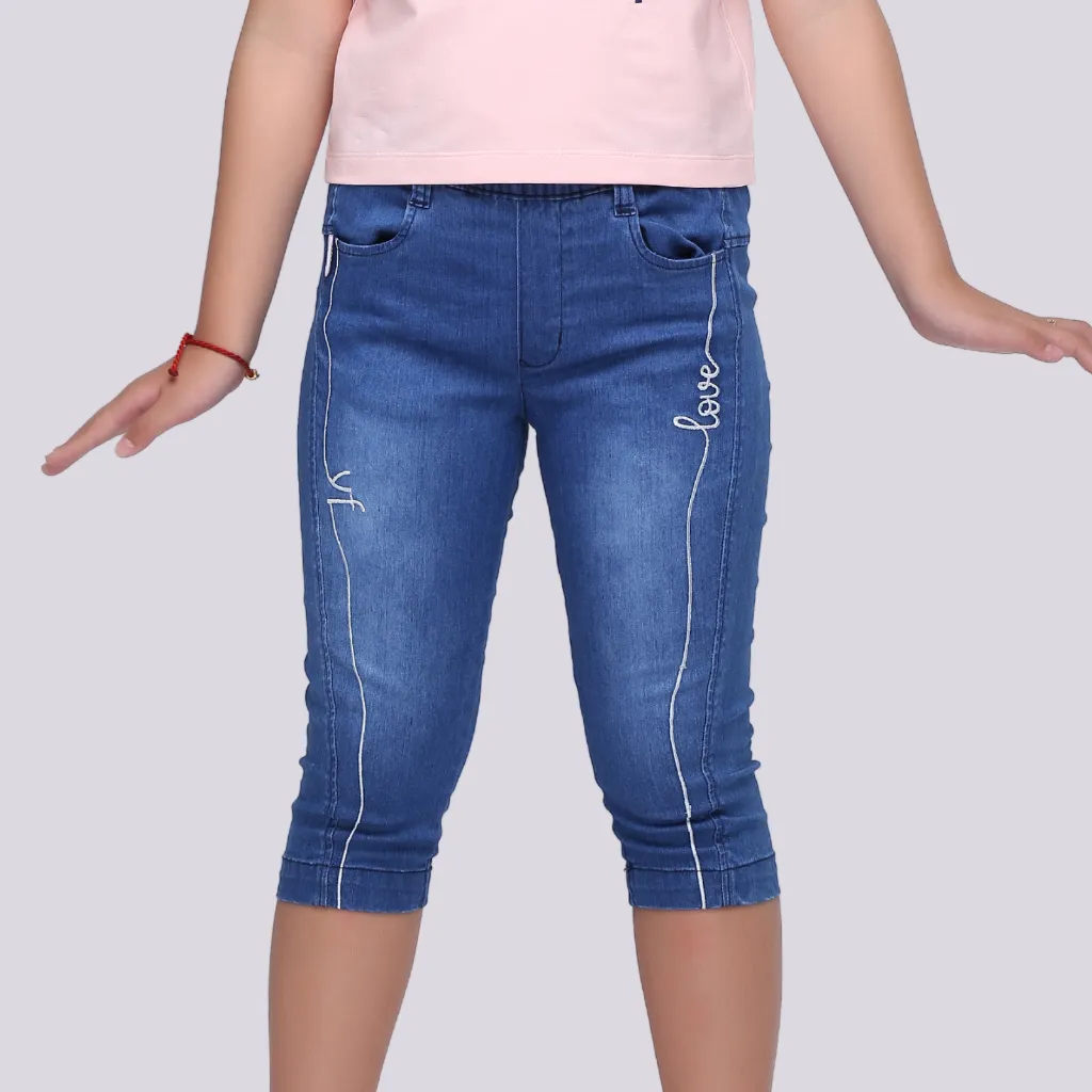 Ảnh Quần lửng jean cho bé gái YF từ 15-33 kg, chất vải 100% cotton mềm mát 1