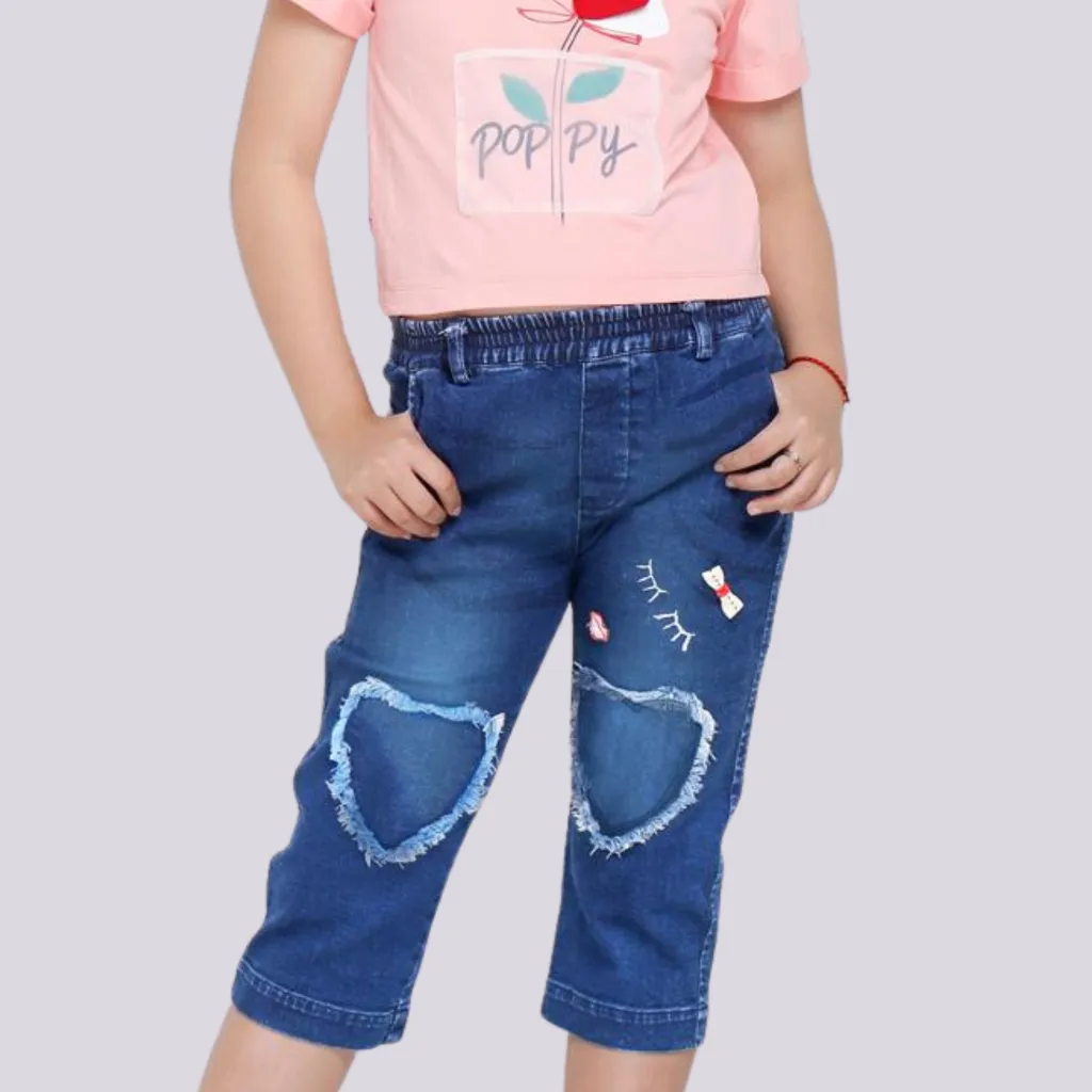Ảnh Quần lửng jean cho bé gái YF từ 15-33 kg, chất vải 100% cotton mềm mát 2