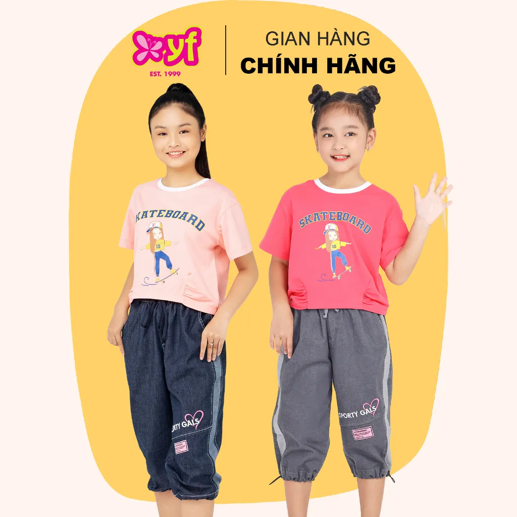 Ảnh Quần Lửng Jean Lưng Thun Ống Túm Cho Bé Gái Từ 18-55 KG Jean Wash Mềm Mại Thoải Mái YQX025-2 1
