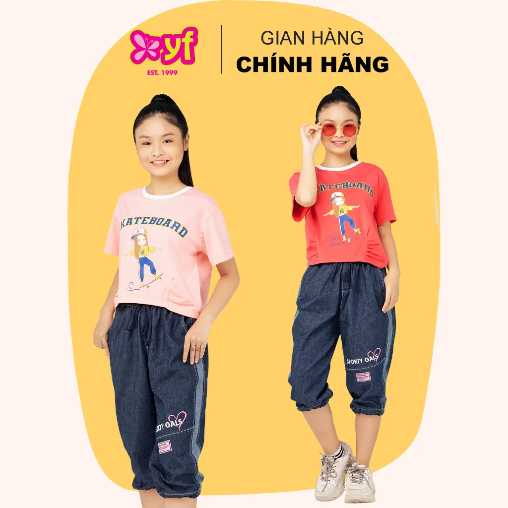Ảnh Quần Lửng Jean Lưng Thun Ống Túm Cho Bé Gái Từ 18-55 KG Jean Wash Mềm Mại Thoải Mái YQX025-2 2