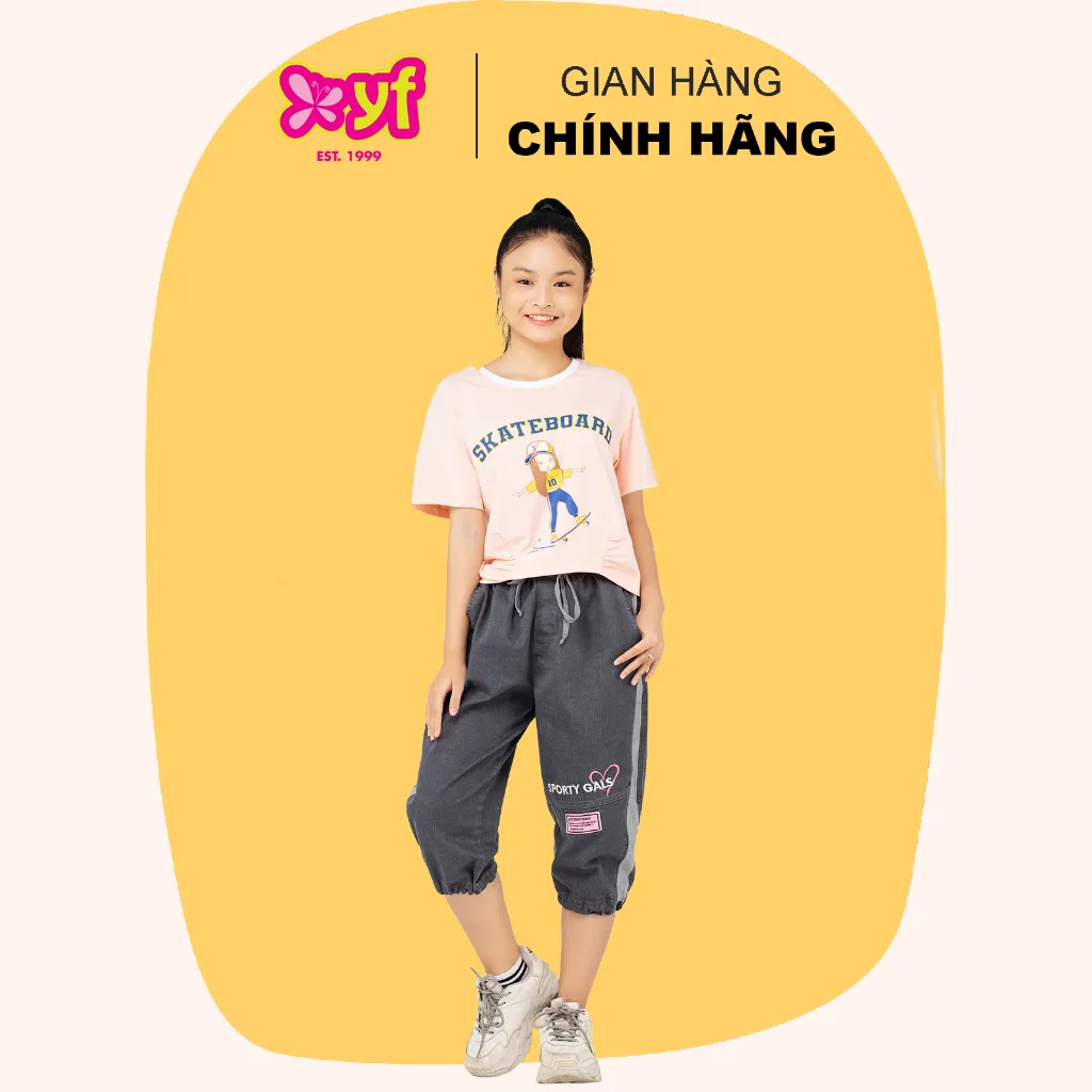 Ảnh Quần Lửng Jean Lưng Thun Ống Túm Cho Bé Gái Từ 18-55 KG Jean Wash Mềm Mại Thoải Mái YQX025-2 4