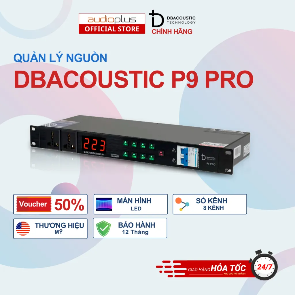 Ảnh Quản lý ng.uồn DBAcoustic P9 Pro - 8 Cổng cắm điện - 8 đèn Led - Hàng chính hãng - BH12T 1
