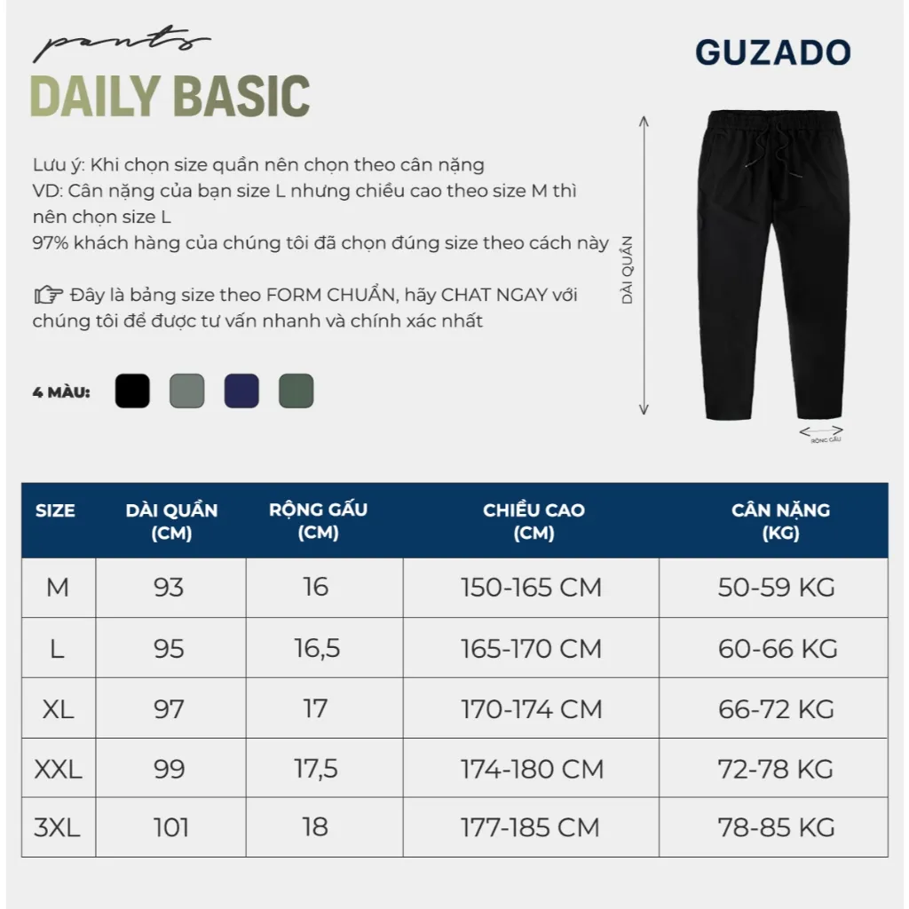 Ảnh Quần Nam GUZADO chất liệu gió, dáng suông thể thao, vận động thoải mái GDC01 3