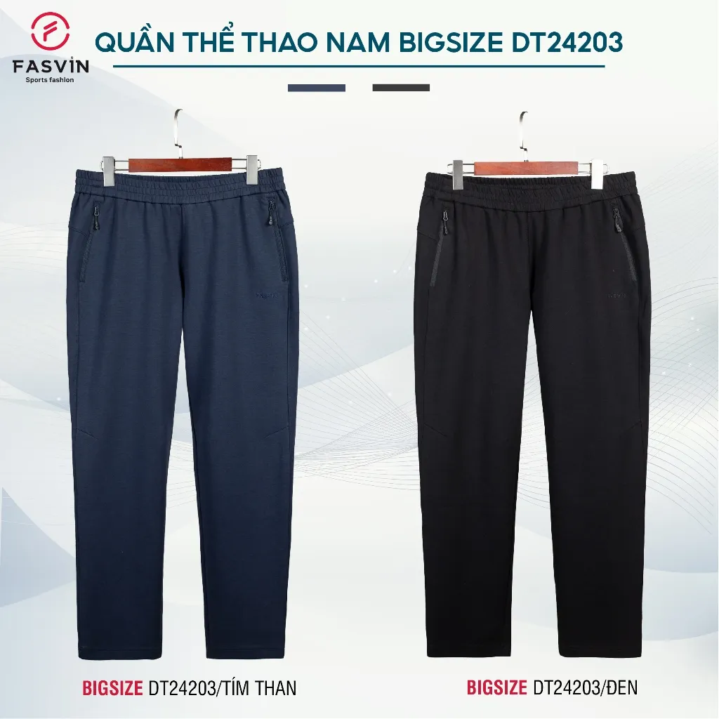 Ảnh Quần Nỉ Xốp Nam Big Size Ống Suông Fasvin DT24203.HN Từ 80 Đến 120kg Vải Nỉ Mềm Mại Có Độ Dày Vừa Phải 4
