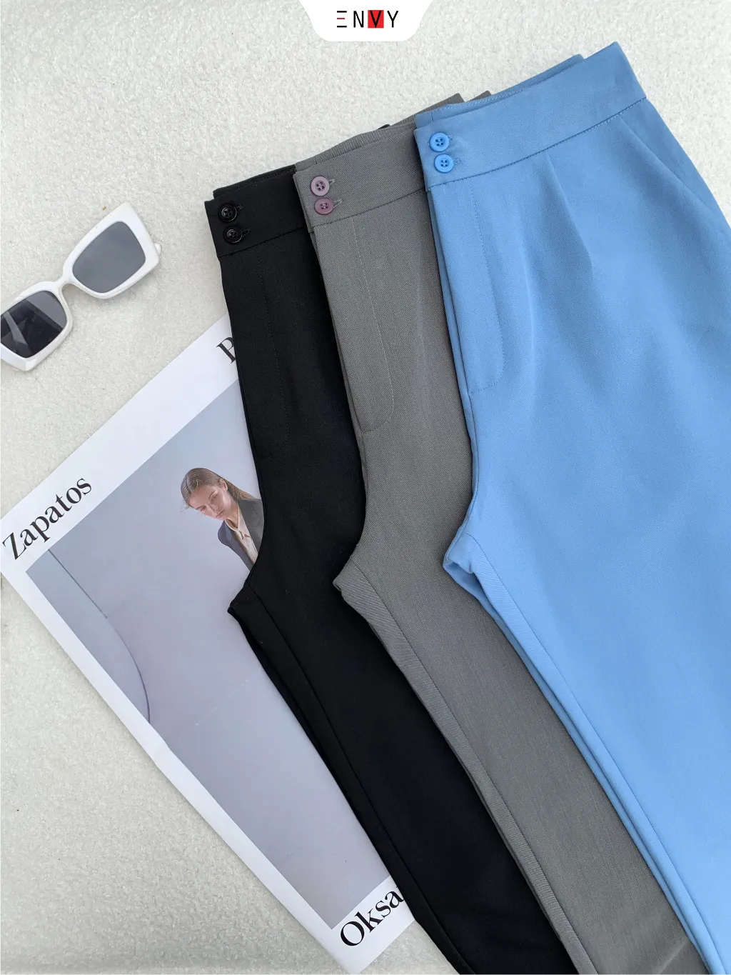 Ảnh Quần nữ Baggy Cotton ENVY (Nút gài, lưng vải) - QK0090 2