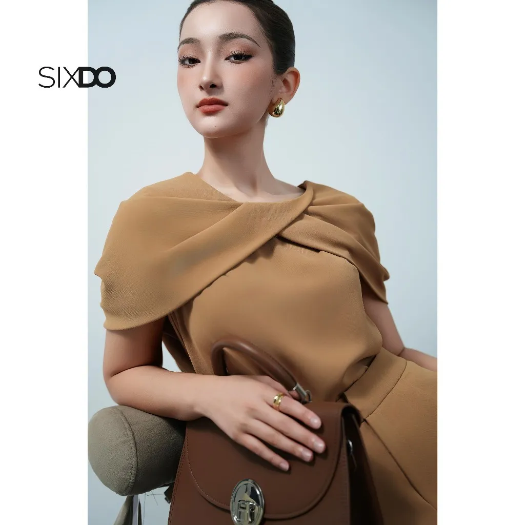 Ảnh Quần nữ nâu công sở SIXDO (Light Brown Silk Loose Pants) 3