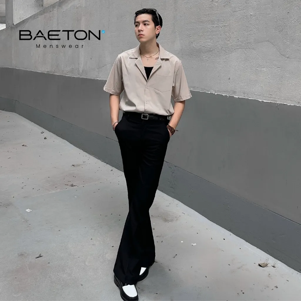 Ảnh Quần ống loe More cao cấp lên dáng chuẩn, ống loe vừa phải sang trọng cá tính thương hiệu BAETON -A04 3