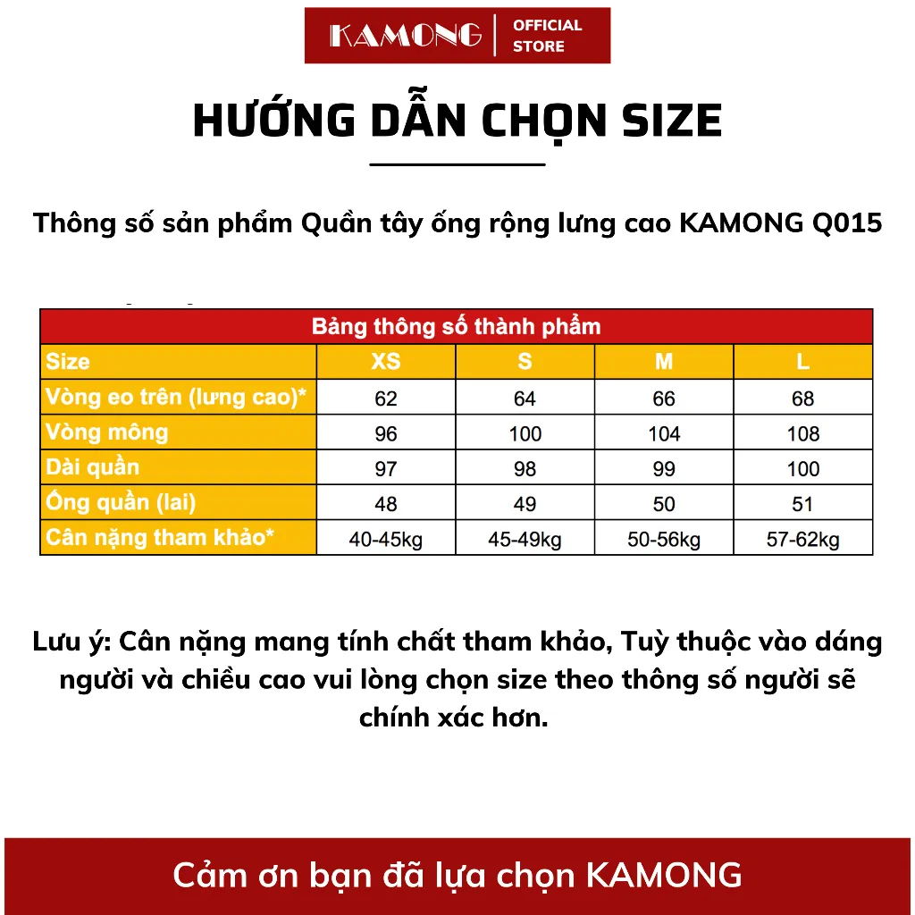 Ảnh Quần ống rộng 1 nút KAMONG dáng quần tây suông culottes công sở Q015 1
