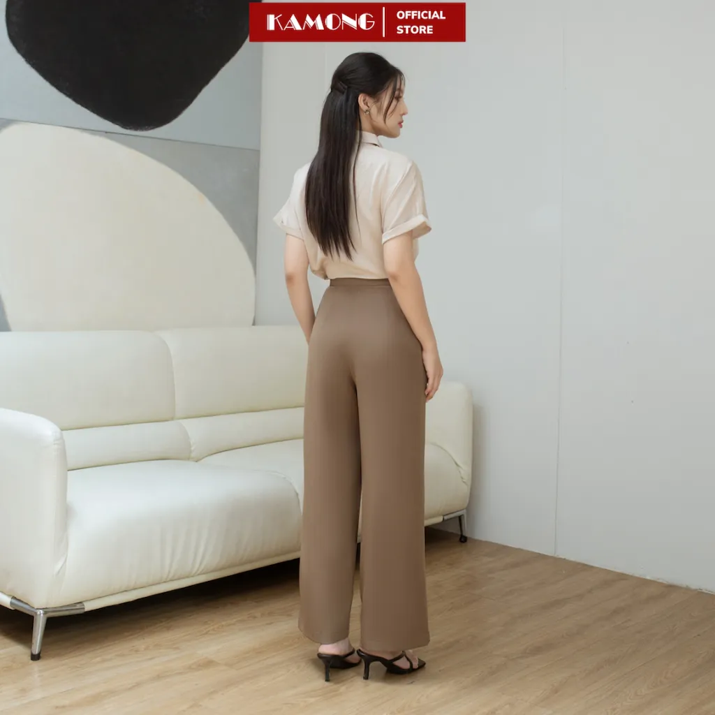 Ảnh Quần ống rộng 1 nút KAMONG dáng quần tây suông culottes công sở Q015 2