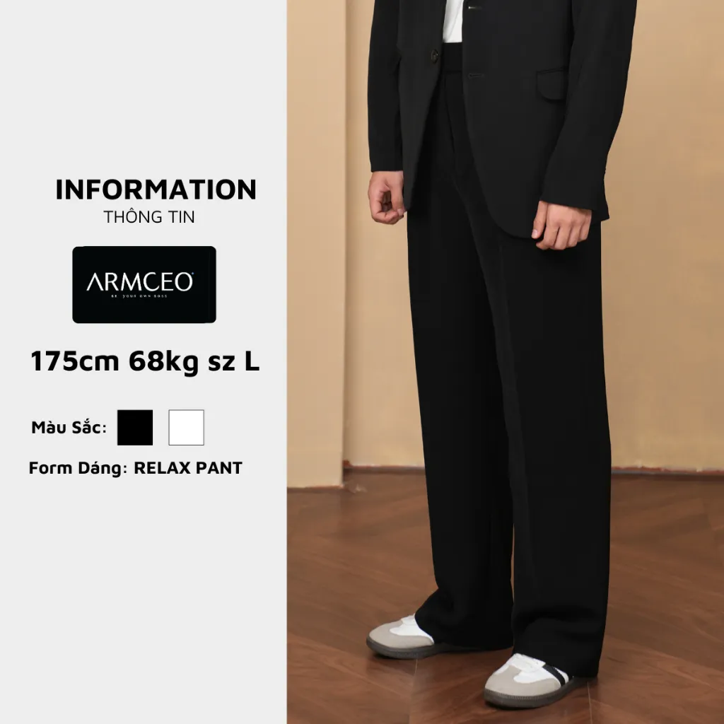 Ảnh Quần ống rộng nam ARMCEO cạp cao 5cm hack dáng che khuyết điểm siêu tốt chất liệu arims dày dặn đứng form -AD02 2