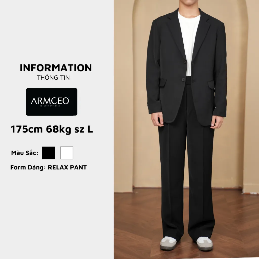 Ảnh Quần ống rộng nam ARMCEO cạp cao 5cm hack dáng che khuyết điểm siêu tốt chất liệu arims dày dặn đứng form -AD02 3