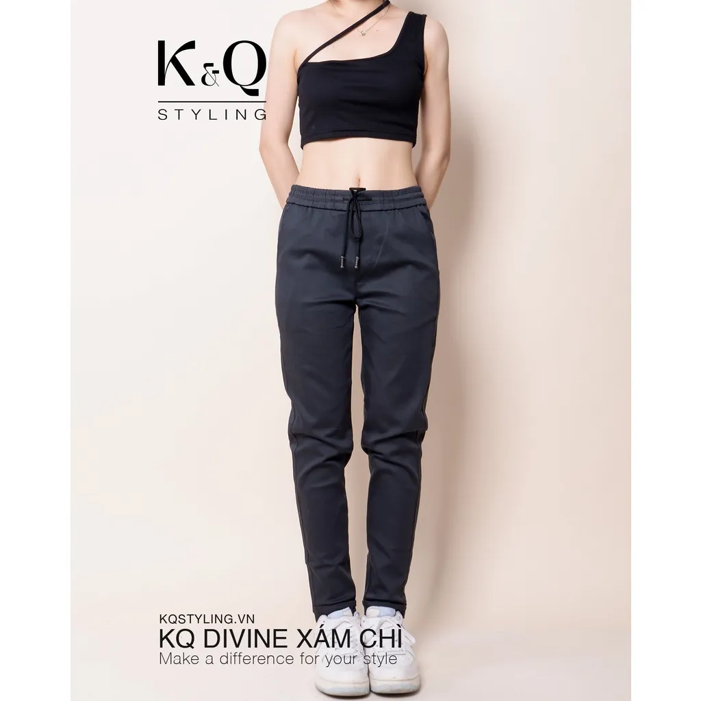 Ảnh Quần ống suông kaki co giãn KQSTYLING xám chì cao cấp 3