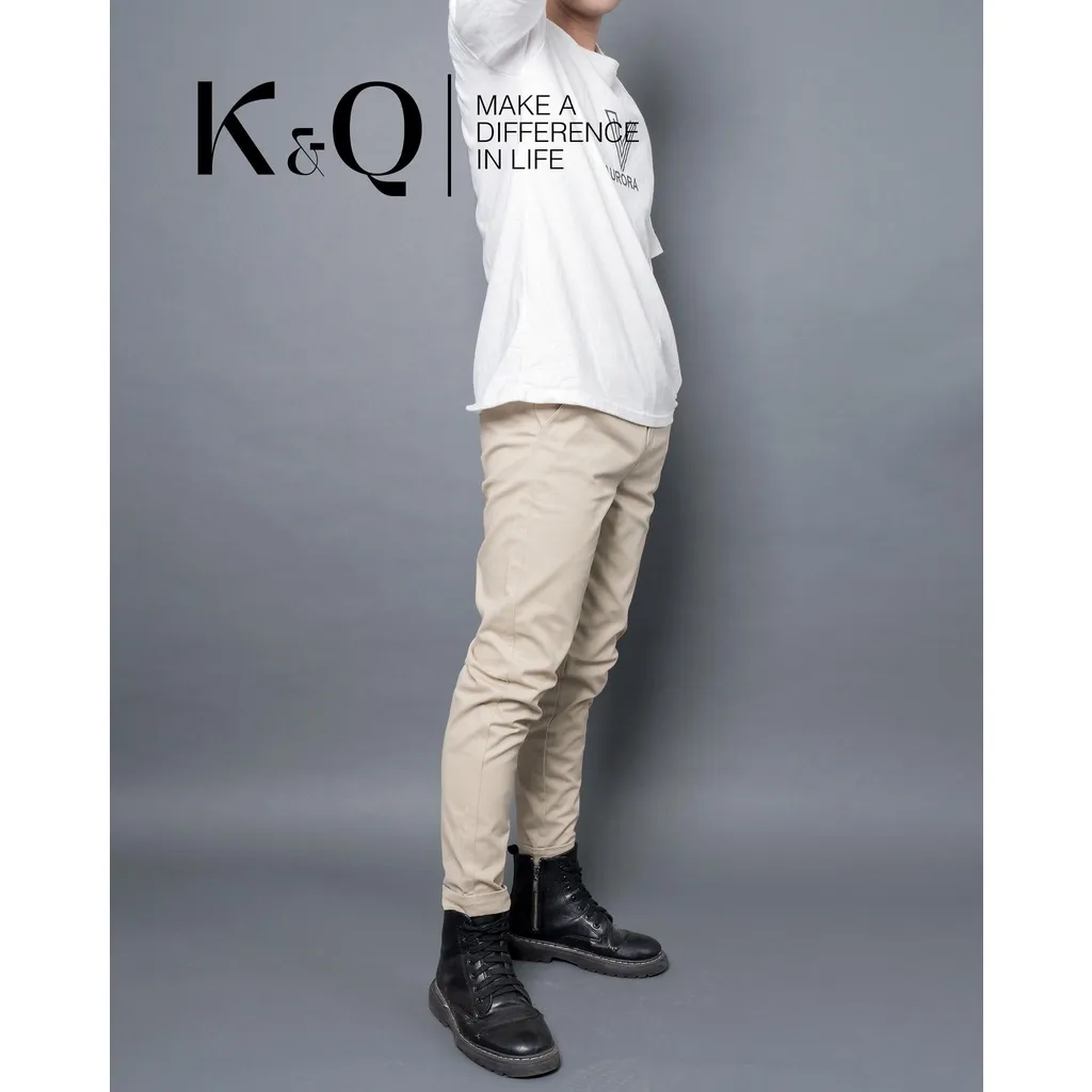 Ảnh Quần ống suông kaki co giãn KQ STYLING kem cao cấp 3