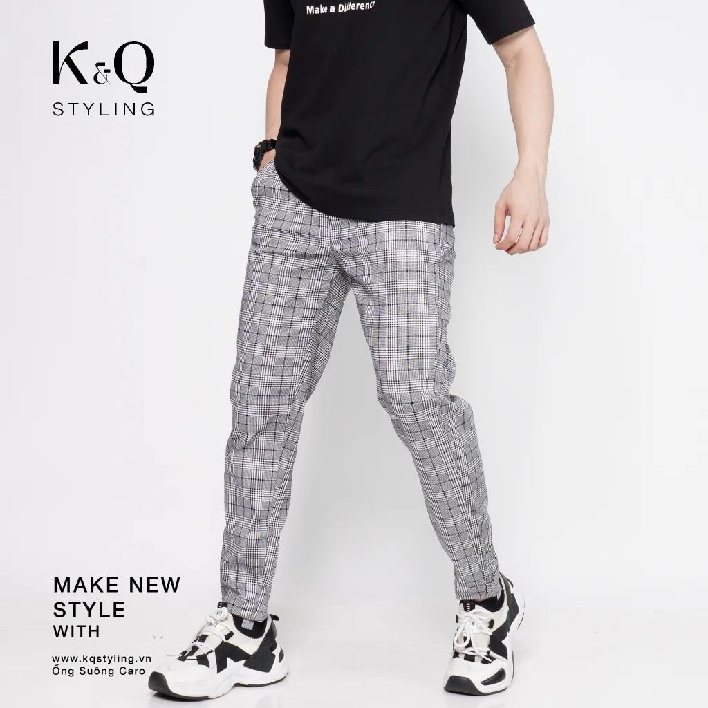 Ảnh Quần ống suông kaki cotton co giãn KQ STYLING caro cao cấp 4