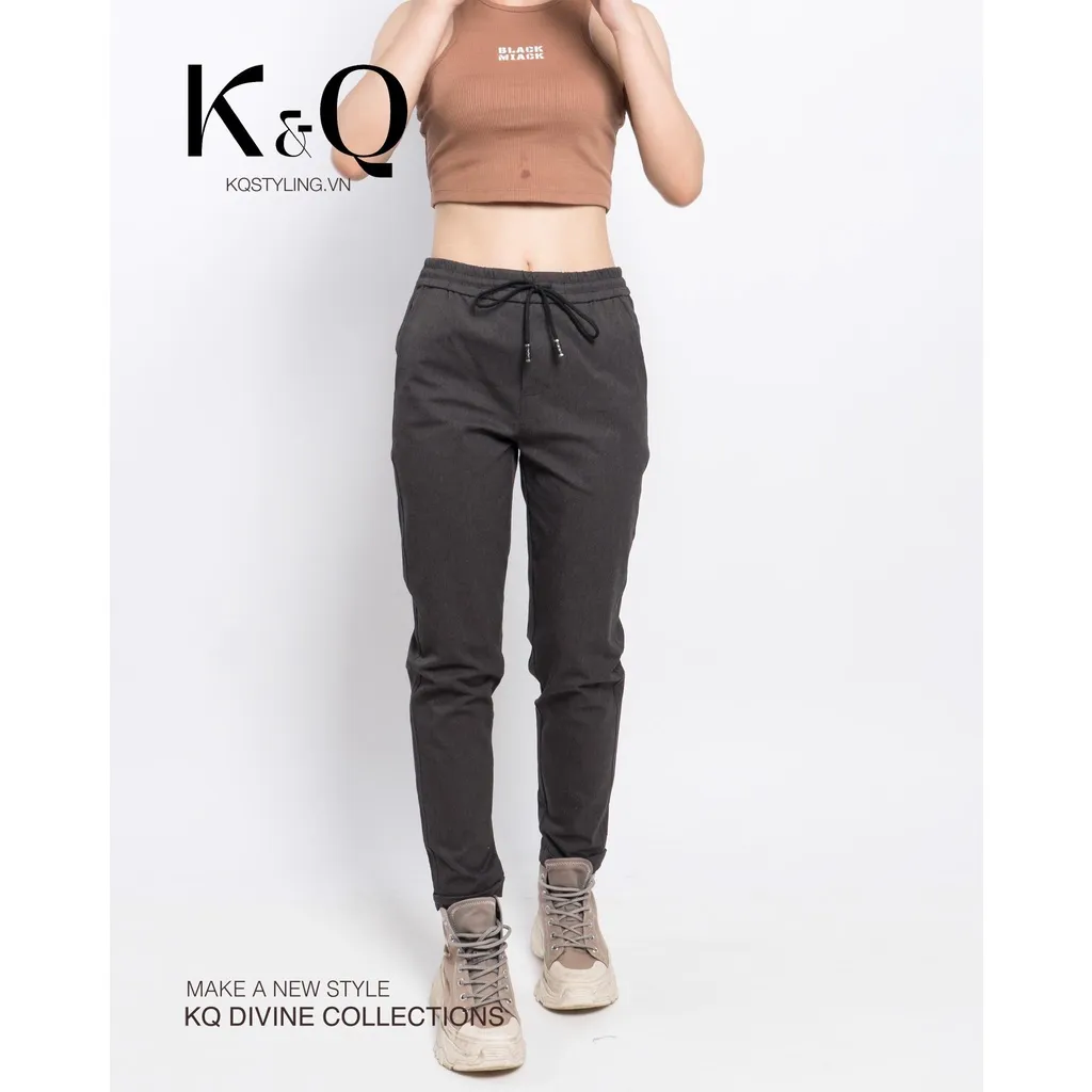 Ảnh Quần ống suông KQSTYLING kaki co giãn cao cấp xám tiêu 2