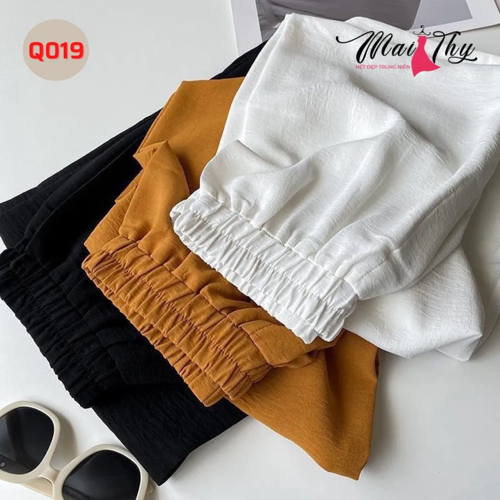 Ảnh Quần Ống Suông MAI THY Q019, Mẫu Trung Niên Nữ Bigsize Chất Đũi Lưng Thun Cao Cấp | Thời Trang Trung Niên U40 3
