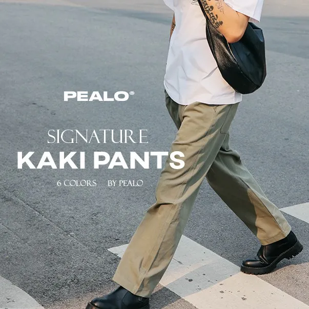 Ảnh Quần ống suông nam PEALO vải kaki nhung casual pants trơn basic chất liệu mới Loose Pants phong cách Minimalism 2